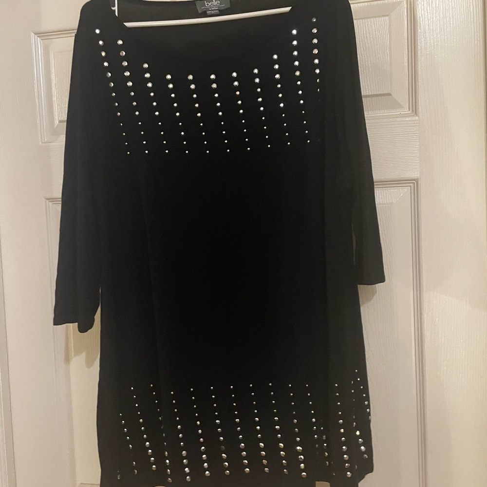 Black Tunic with Silver Stud Embellishments Plus Size 3X